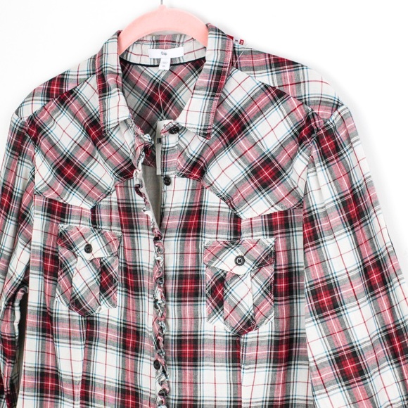 GAP Gauzy Lightweight Plaid Button Down Shirt - Picture 3 of 8